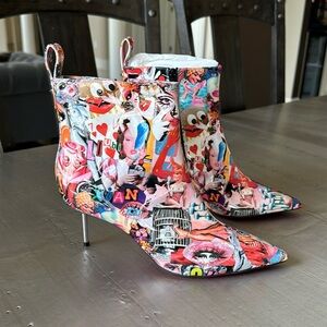 Christian Louboutin epic boot patent multi xtian graffiti 70mm booty sz 38.5